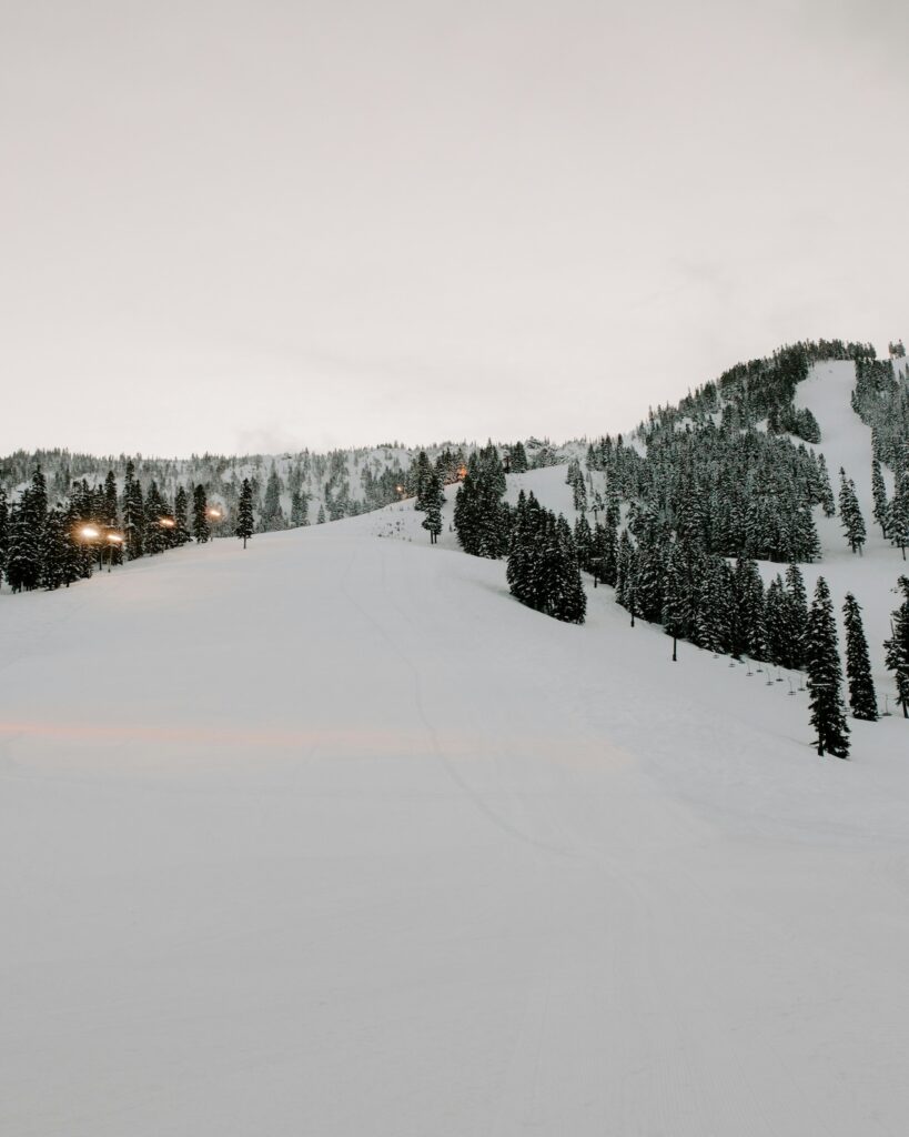 Ski slopes in the evening.