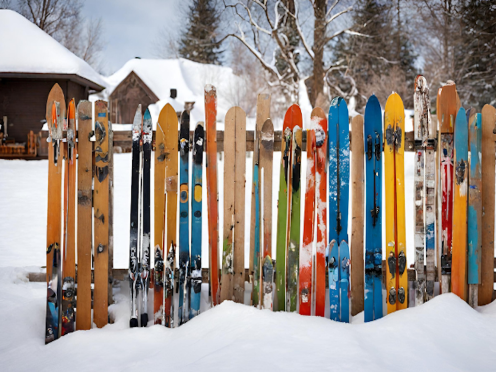 A fence made out of old skis.