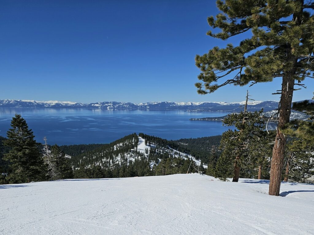 Lake Tahoe from the ski slopes above.