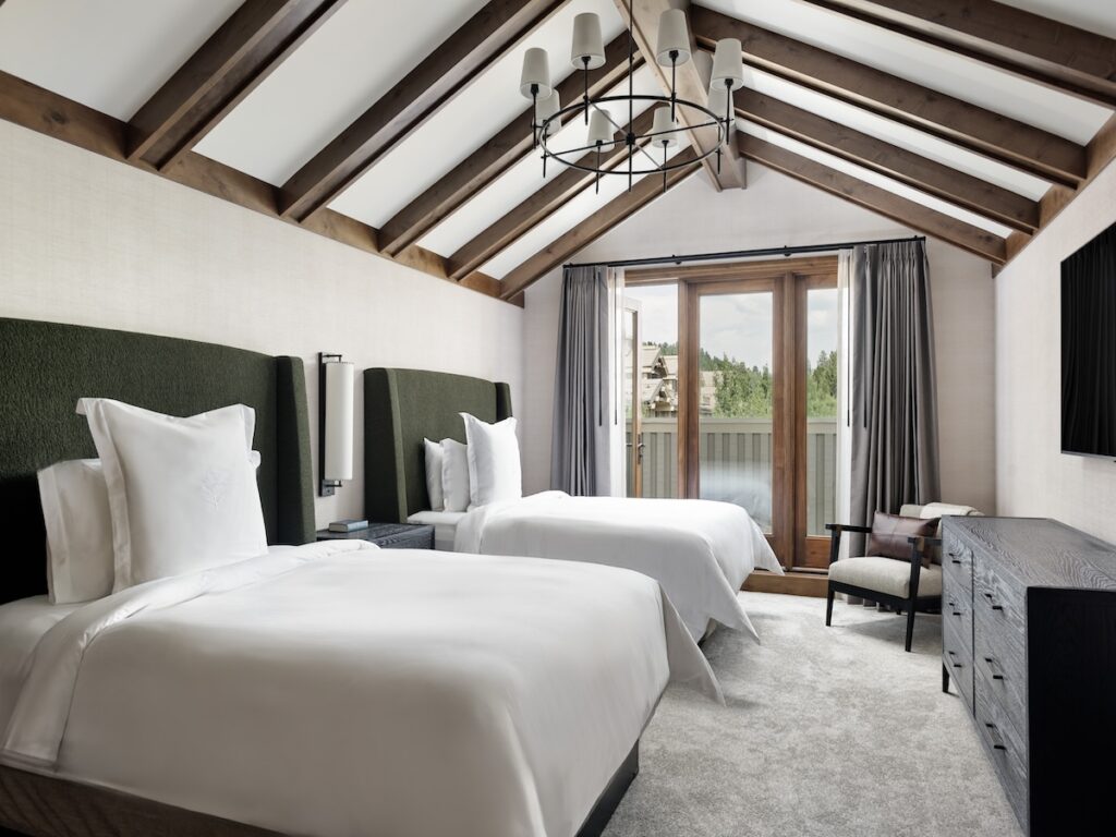 A bedroom in the Four Season Jackson Hole.