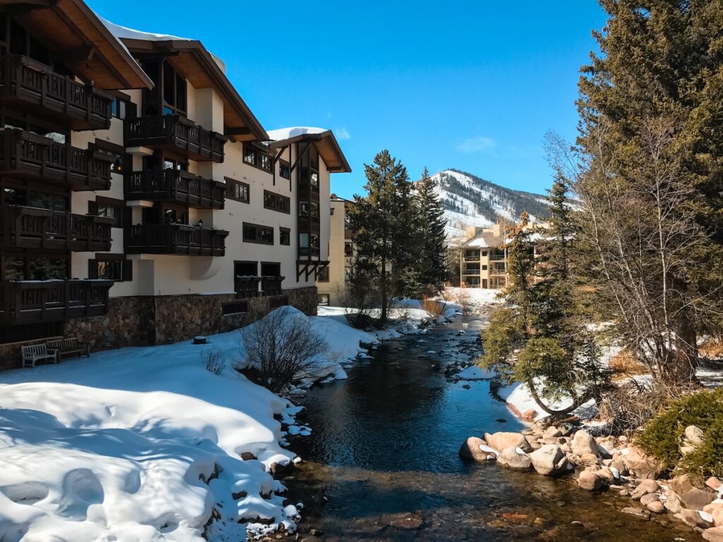 Vail Village and slopes in the background.