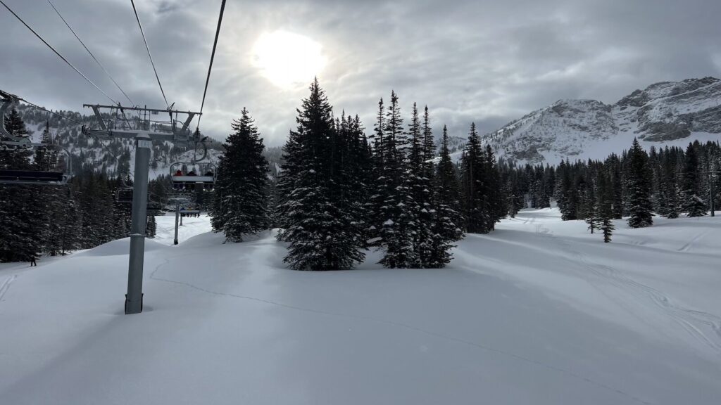 Alta Ski Area on a grey day.