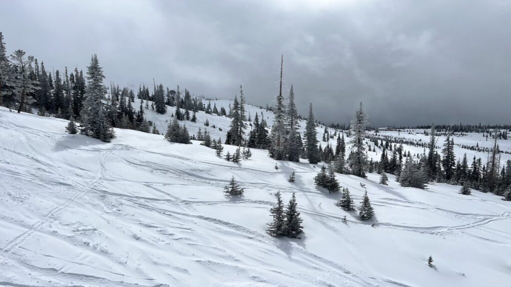 Fresh powder at Brian Head ski resort in Utah.