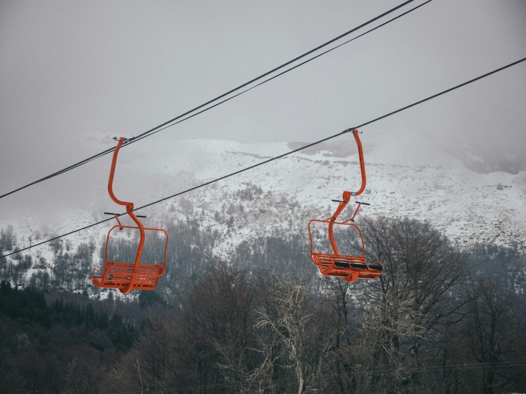 A red chair lift in Chile.