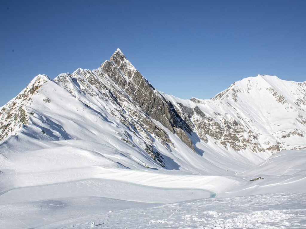 The Hintertux Glacier covered in fresh snow.