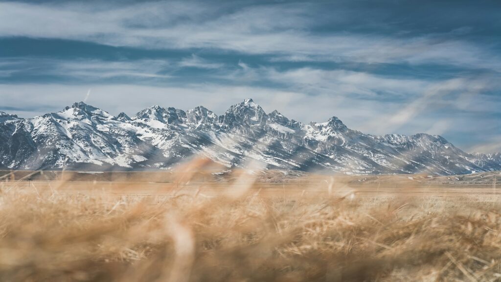 Snow covered mountains in Jackson Hole.