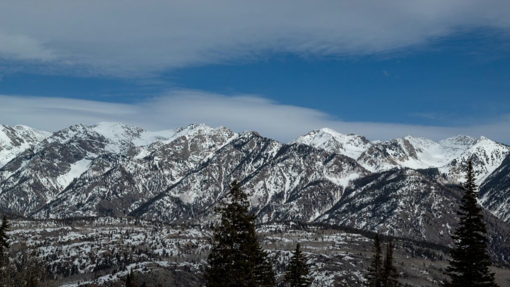 Snowy mountain views from Purgatory in Colorado.