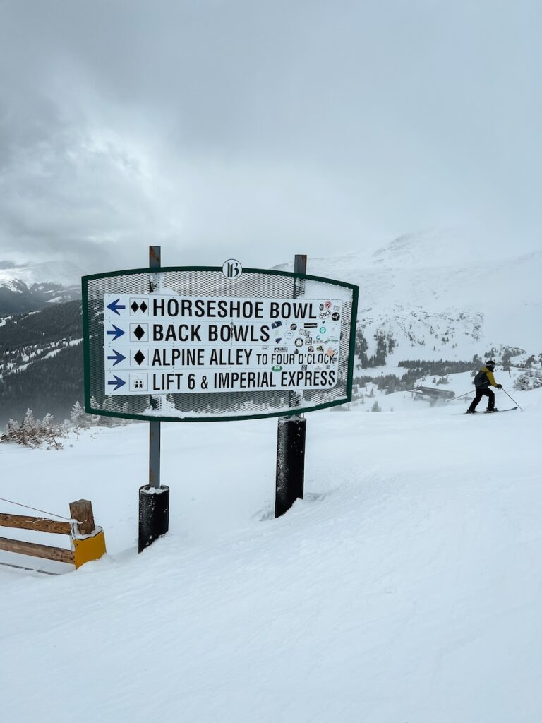 A ski trail sign at Breck.