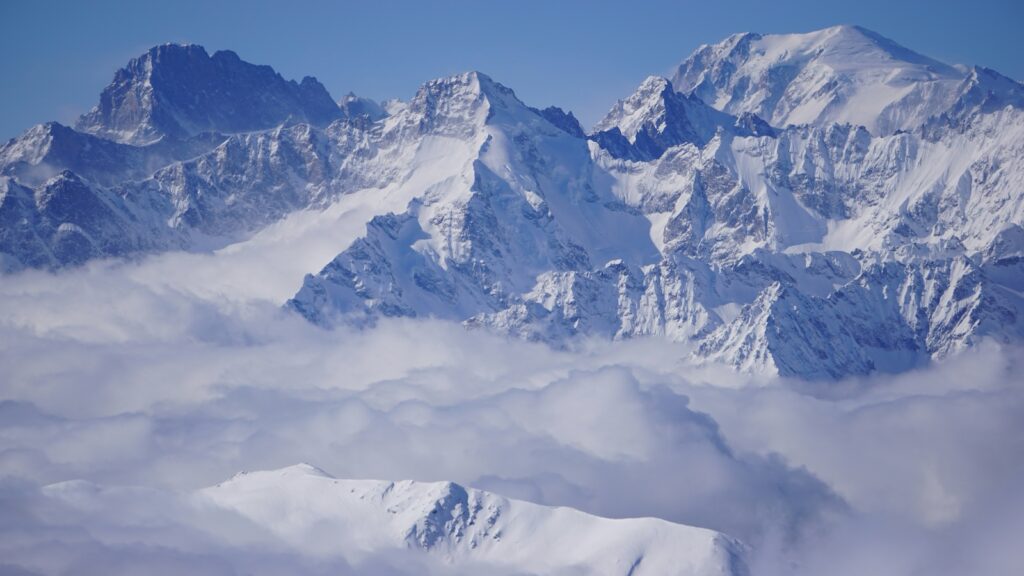 Snow covered mountains in Verbier, Switzerland.