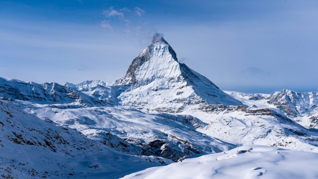 Zermatt, Switzerland covered in snow.