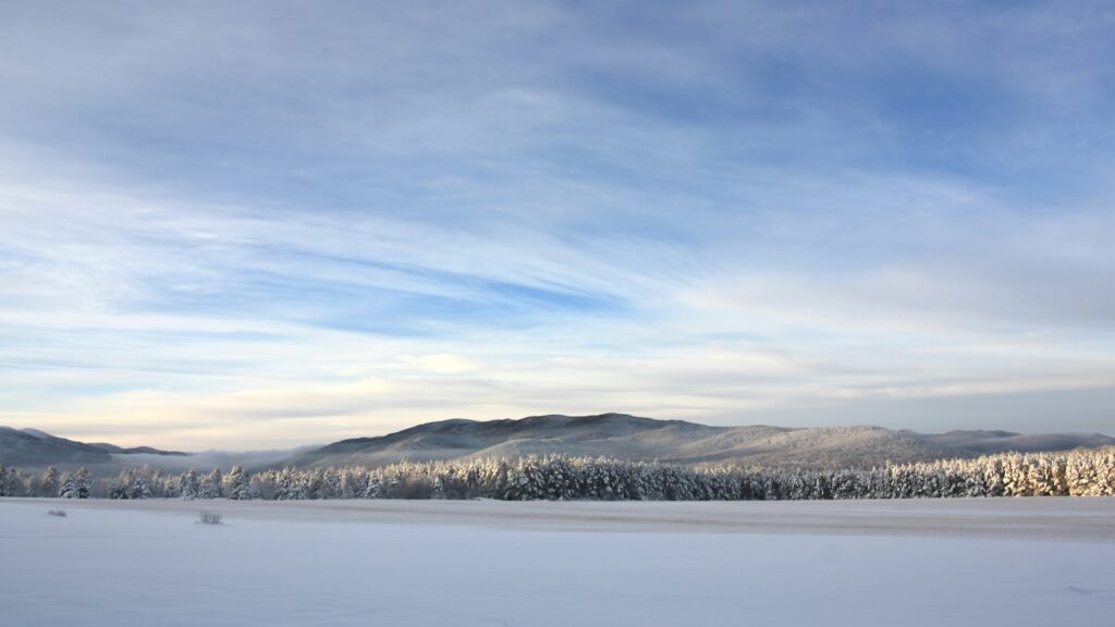 Lake Placid covered in snow.