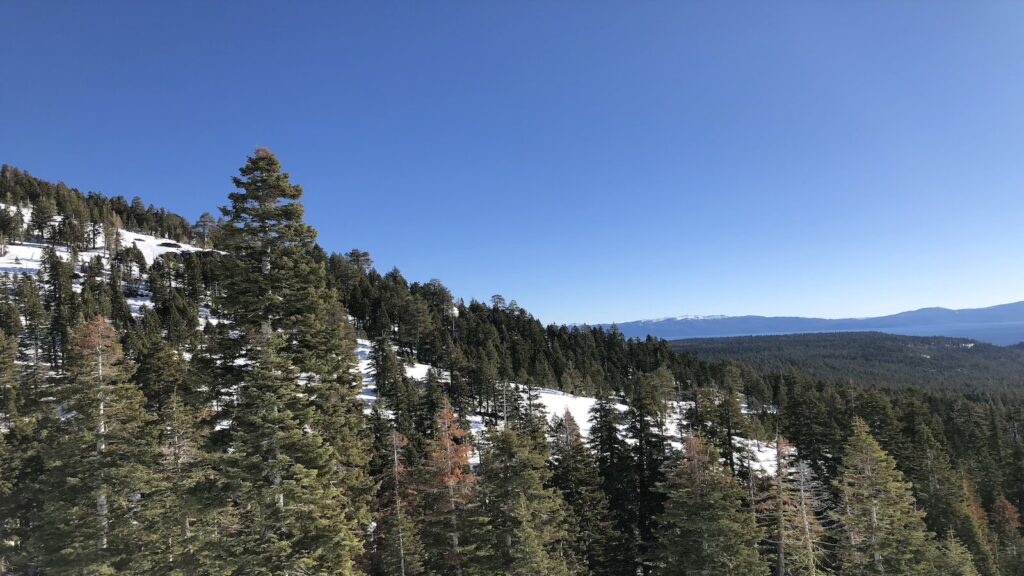 Ski slopes in the Tahoe area on a blue bird day.