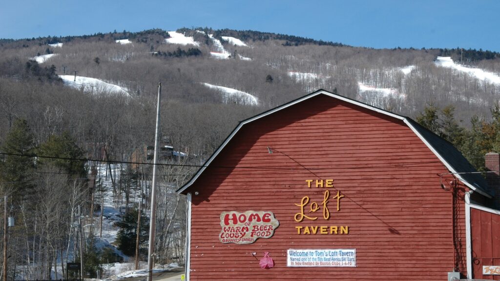 The Loft Tavern and ski slopes on the East Coast.