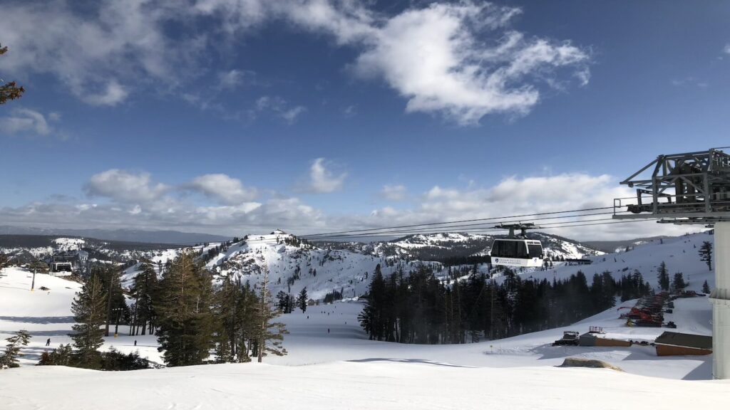 Palisades Tahoe, one of the best places to snowboard in California.