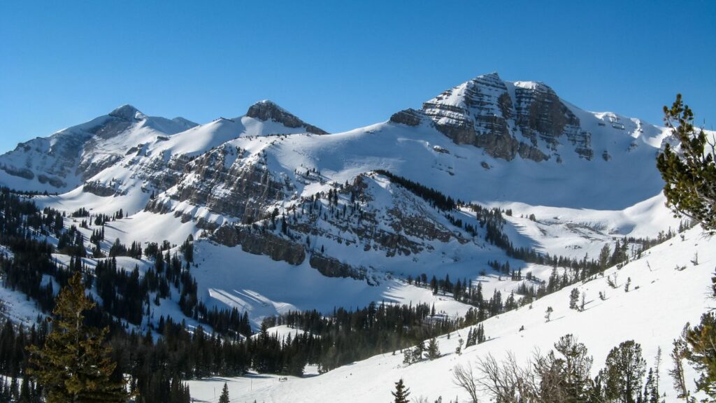 Jackson Hole snow covered mountain views.