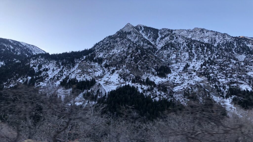 Snow dusted mountains in Utah.