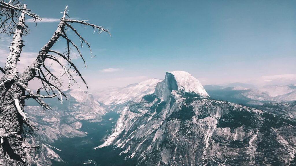 Yosemite blanketed in snow.