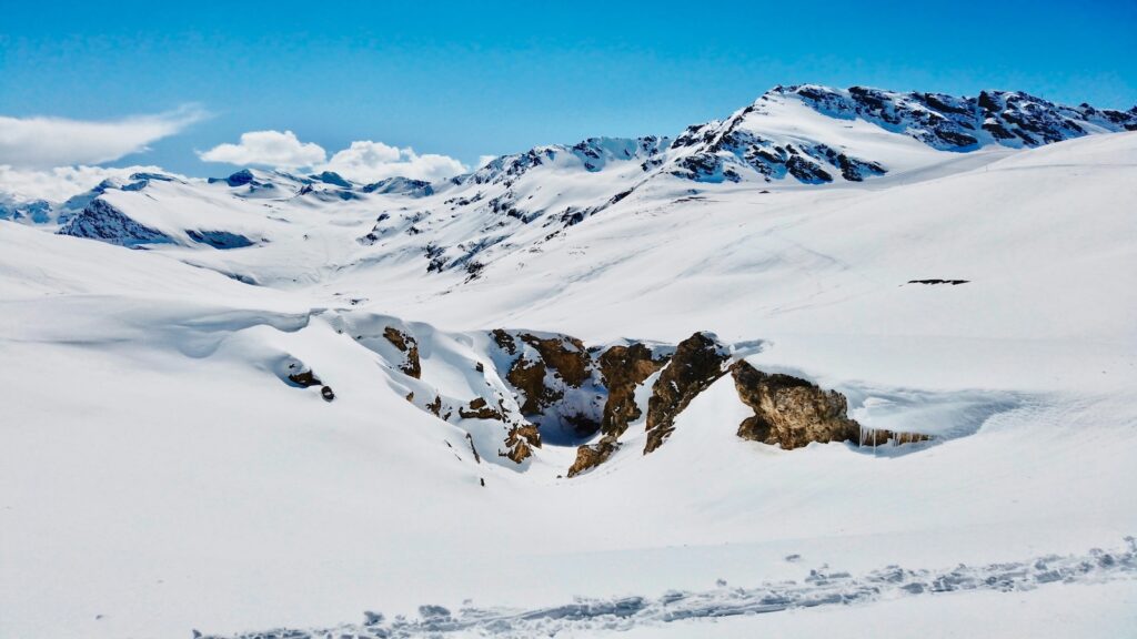 A snowy surface on the mountains at Val d'Isere.